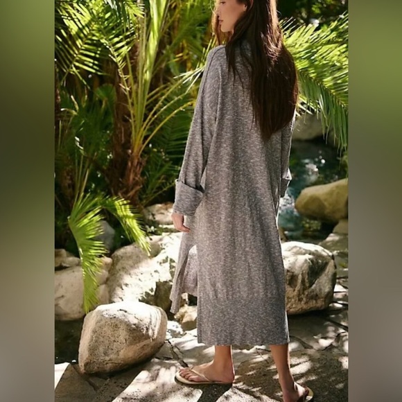 #74 NWT Free People Faye Sweater Midi in Steel Grey Combo - Picture 3 of 5